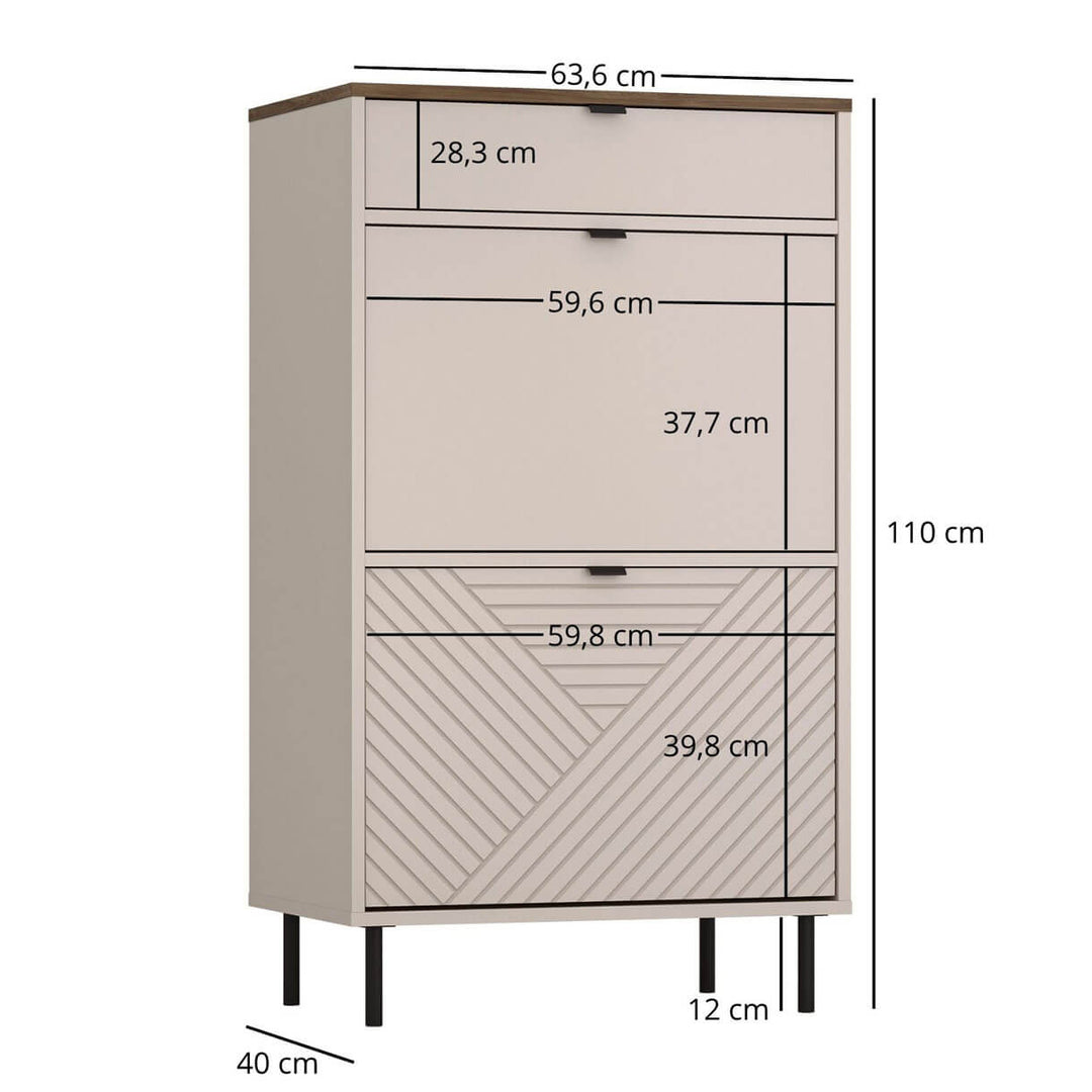 Фото розмірів тумби EVO MEBELBOS 2D1S