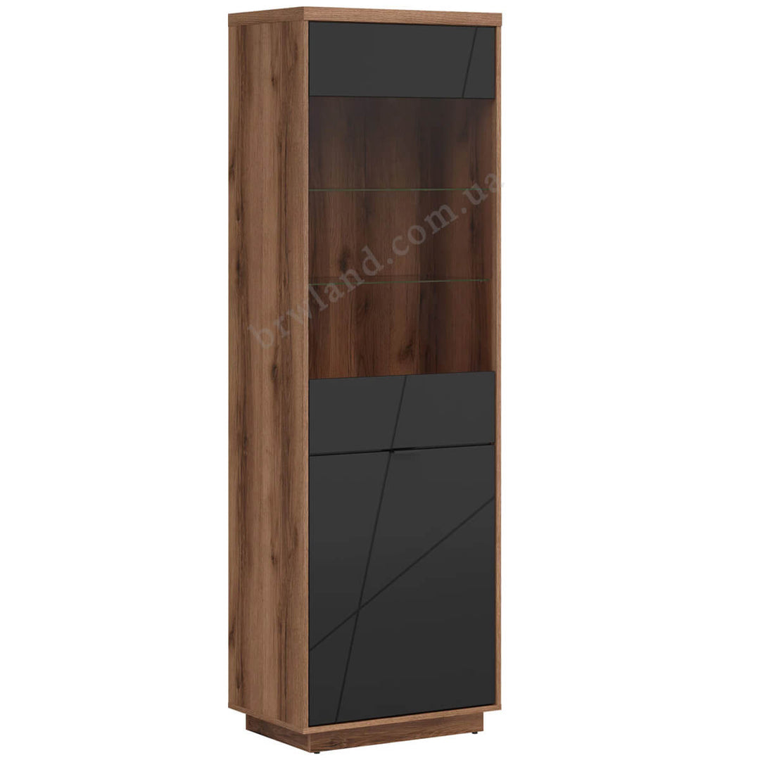 Фото вигляду збоку вітрини FORN BRW REG1D1W дуб делано темний / чорний