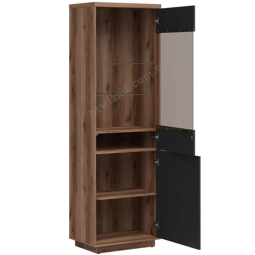 Фото наповнення вітрини FORN BRW REG1D1W дуб делано темний / чорний