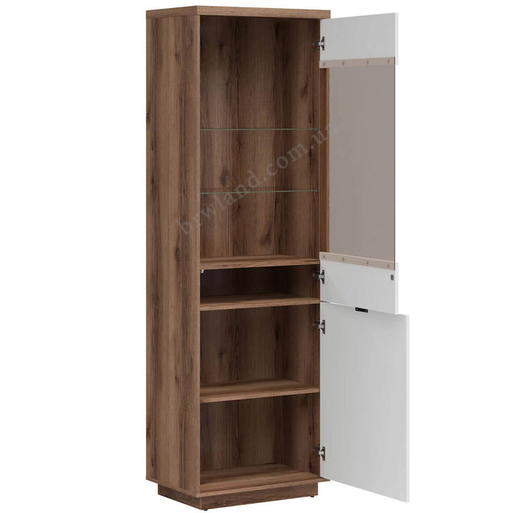 Фото наповнення вітрини FORN BRW REG1D1W дуб делано темний / білий глянець