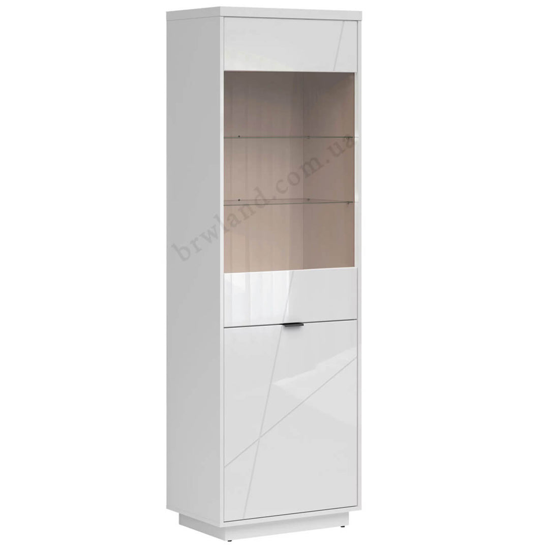 Фото вигляду збоку вітрини FORN BRW REG1D1W білий глянець