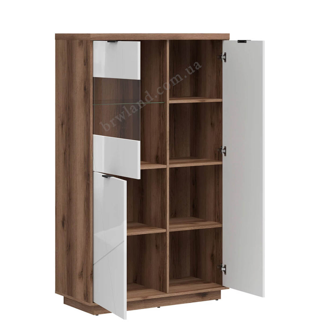 Фото наповнення вітрини FORN BRW REG2D1W дуб делано темний / білий глянець