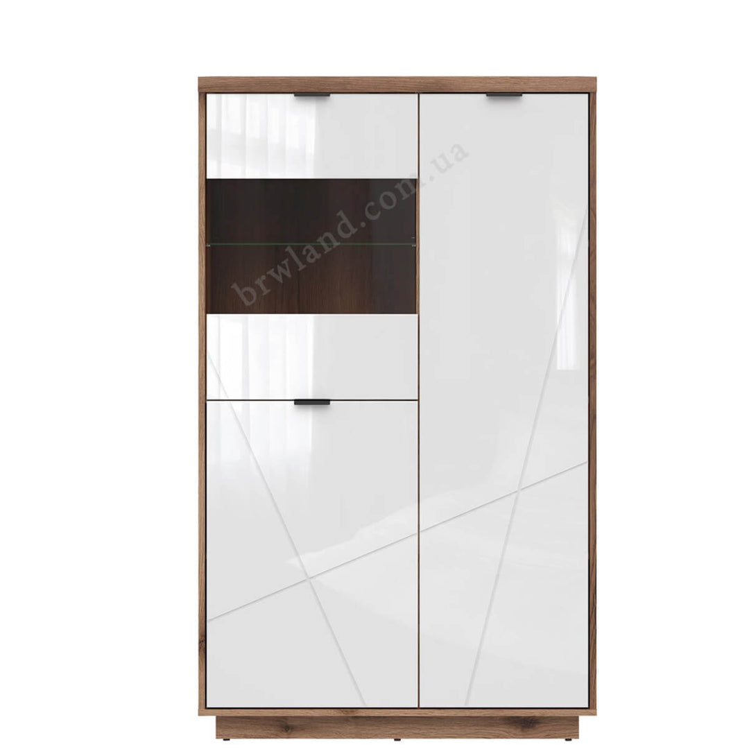 Фото вітрини FORN BRW REG2D1W дуб делано темний / білий глянець