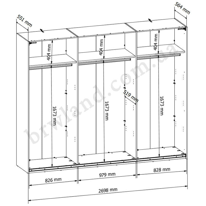 Фото шафи-купе FORN BRW SZF/270 з розмірами