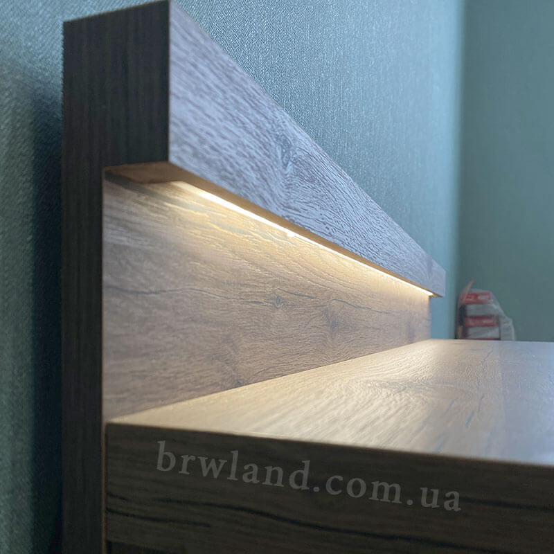 Фото подсветки туалетного столика FORN BRW TOL1S+OSW дуб делано темный / черный