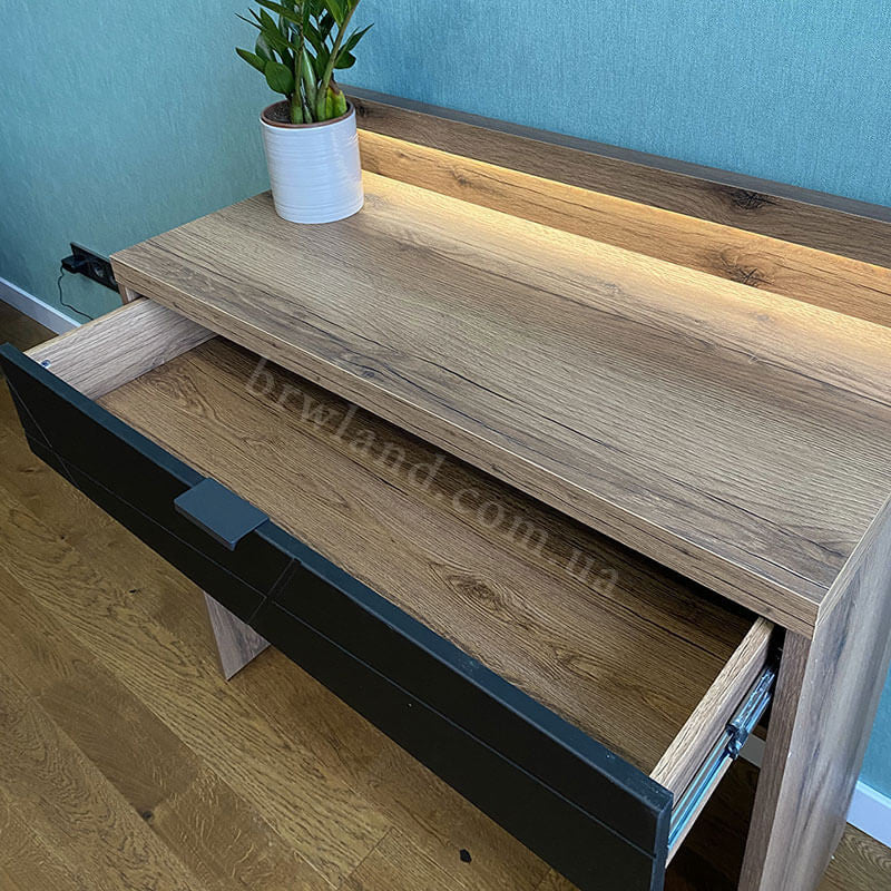 Фото подсветки туалетного столика FORN BRW TOL1S+OSW дуб делано темный / черный