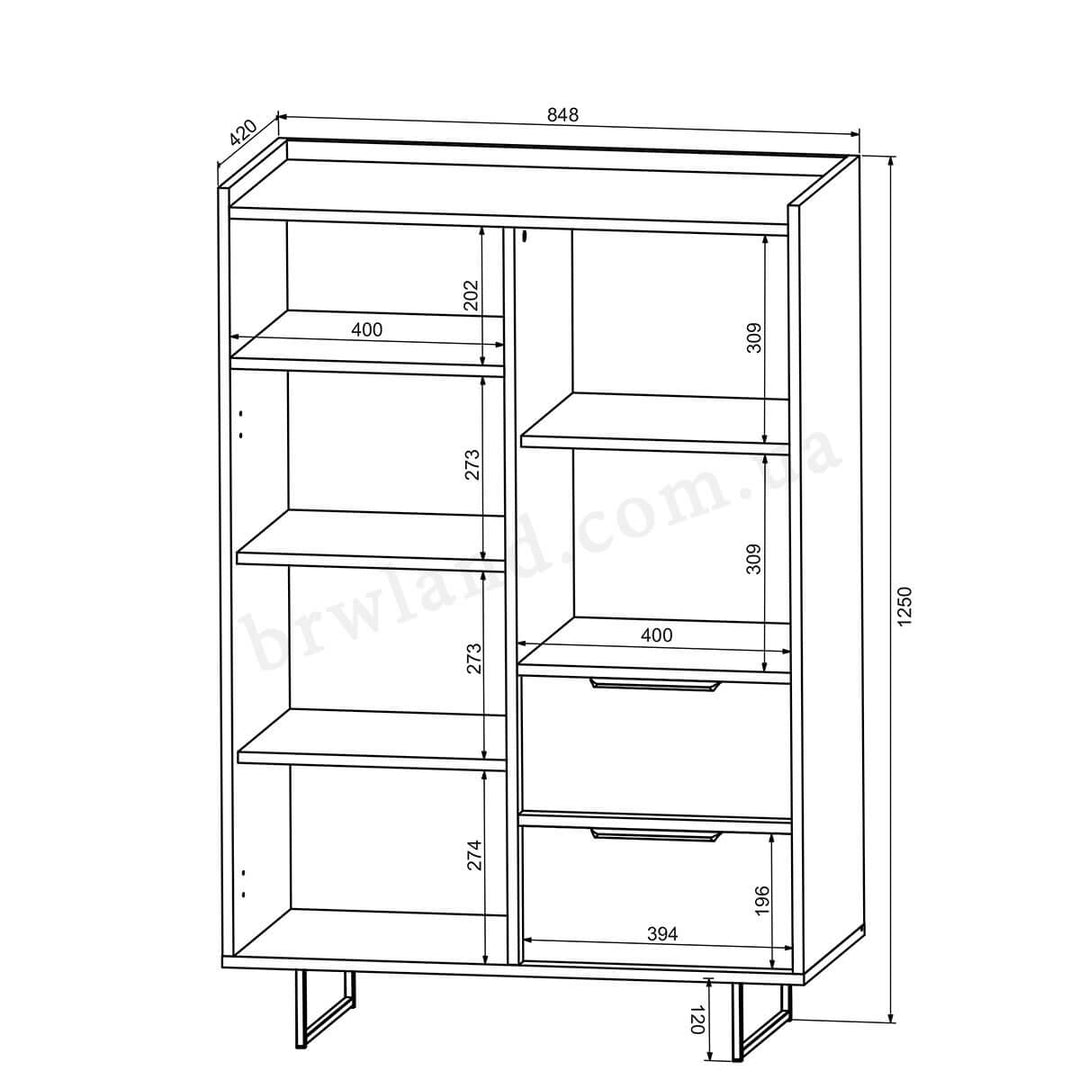 Фото схеми з розмірами тумби ФРЕСКО БРВ KOM2D2S 