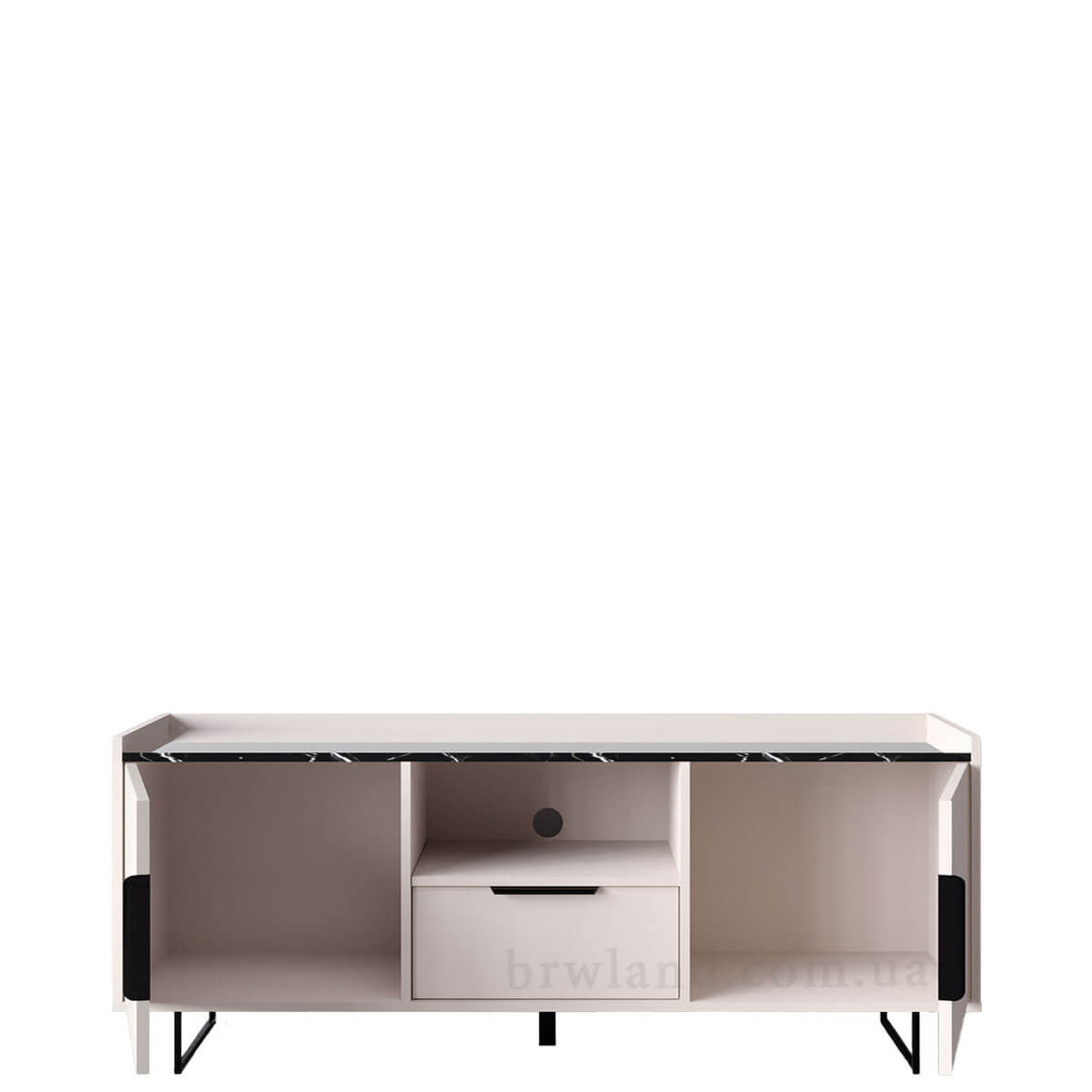 Фото наповнення тумби під телевізор ФРЕСКО БРВ RTV2D1S кашемір / темний мармур