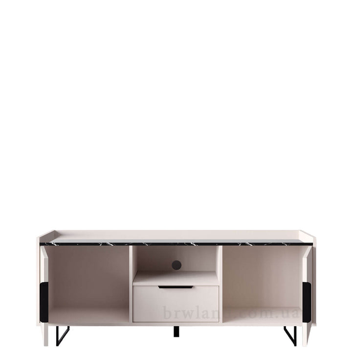 Фото наповнення тумби під телевізор ФРЕСКО БРВ RTV2D1S кашемір / темний мармур