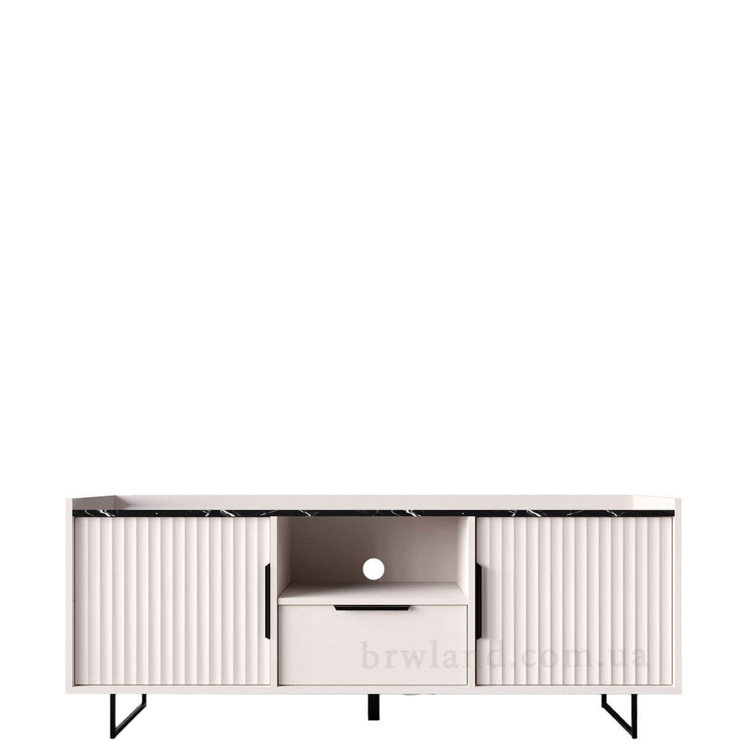 Фото тумби під телевізор ФРЕСКО БРВ RTV2D1S кашемір / темний мармур