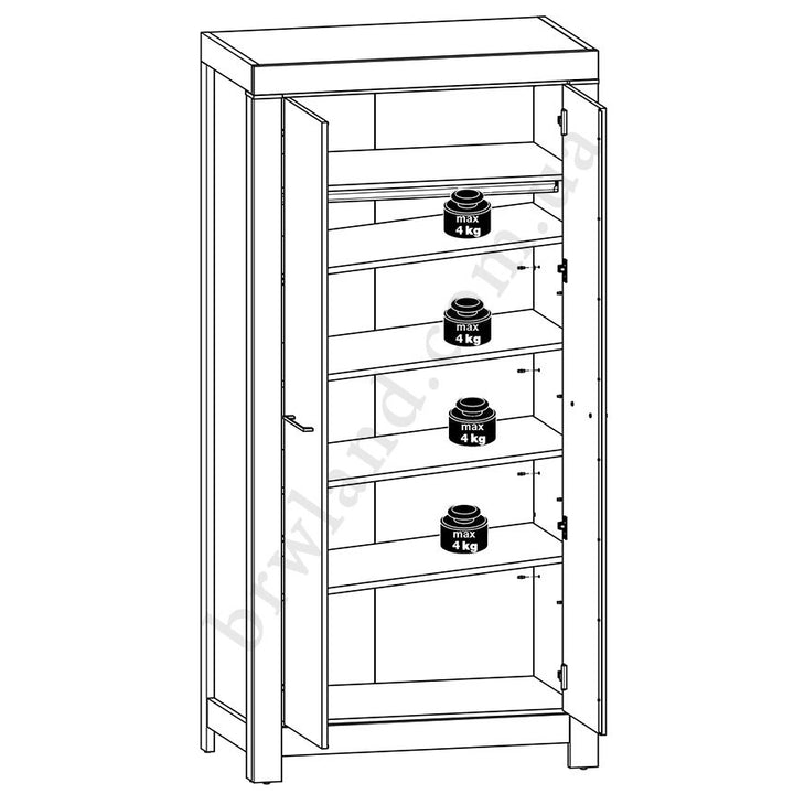 Фото схеми шафи з полицями GENT SZF2D/20/10_OPCJA BRW