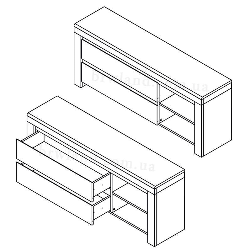 На фото схема тумби під телевізор стінки РІКО ГЕРБОР