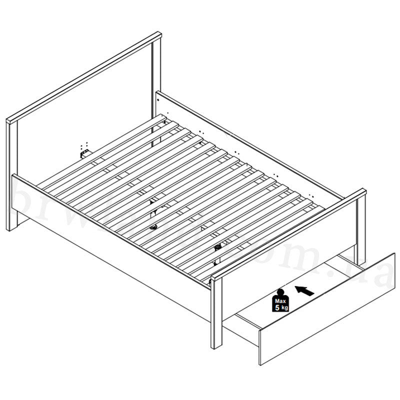 На фото схема ліжка HESEN BRW LOZ1S/160