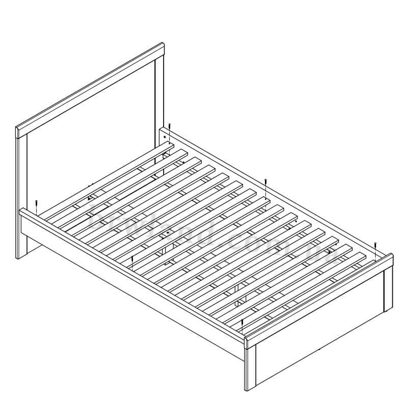 На фото схема ліжка HOLTEN LOZ/120 BRW з ламелями