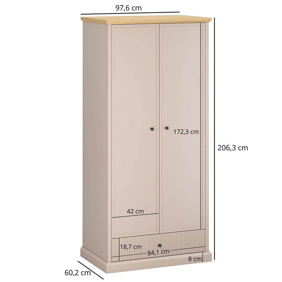 Фото розмірів шафи IDELLO MEBELBOS 2D1S