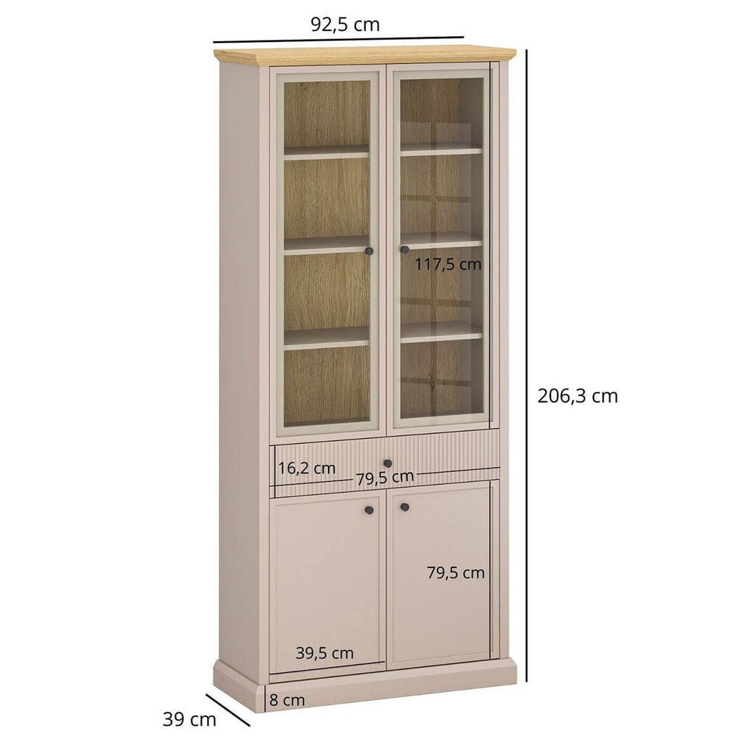 Фото розмірів високої вітрини IDELLO MEBELBOS 2D2W1S