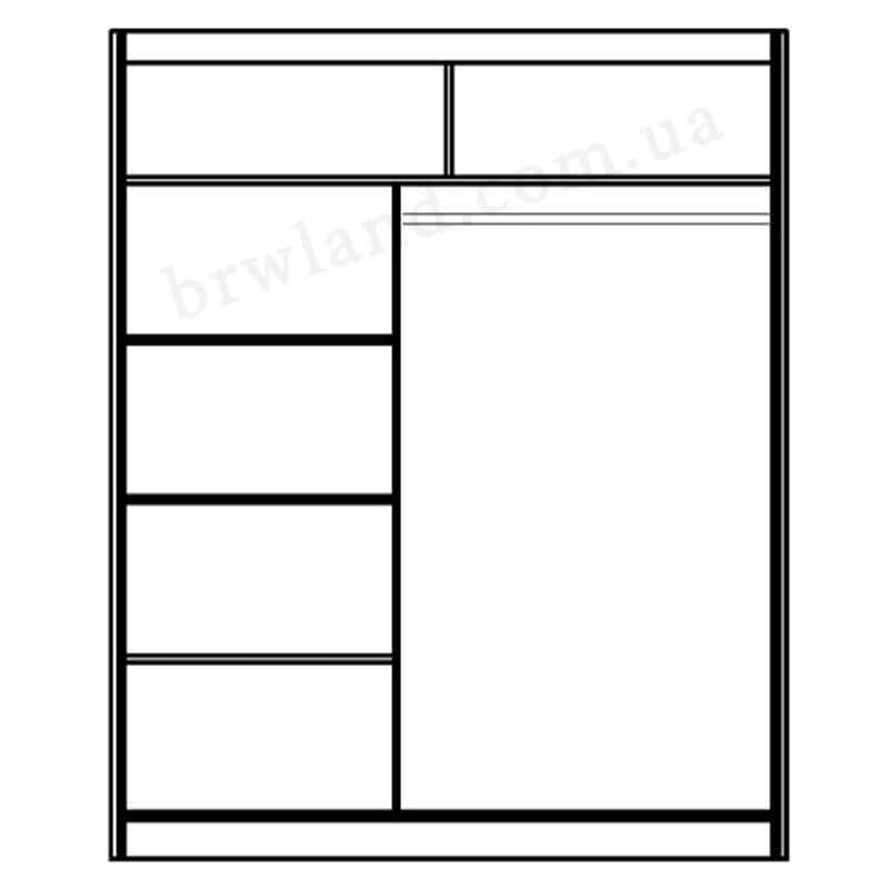 На фото схема шафи-купе ІЛОНА 2/130 ВМВ дуб шоколадний