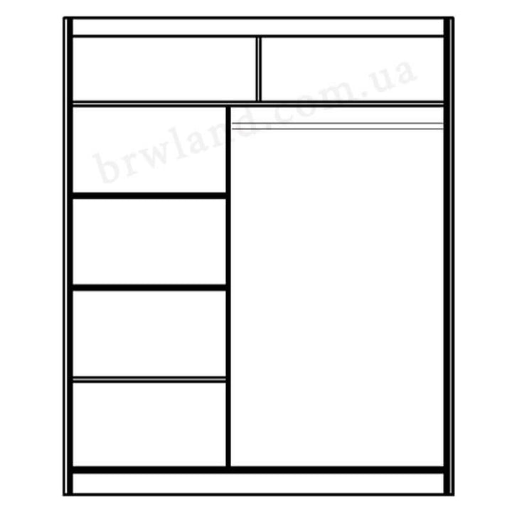 На фото схема шафи-купе ІЛОНА 2/130 ВМВ дуб шоколадний