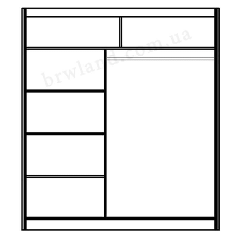 На фото схема шафи-купе ІЛОНА 2/180 ВМВ  дуб шоколадний в інтер'єрі