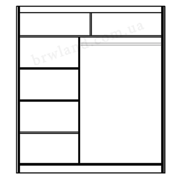 На фото схема шафи-купе ІЛОНА 2/180 ВМВ  дуб шоколадний в інтер'єрі
