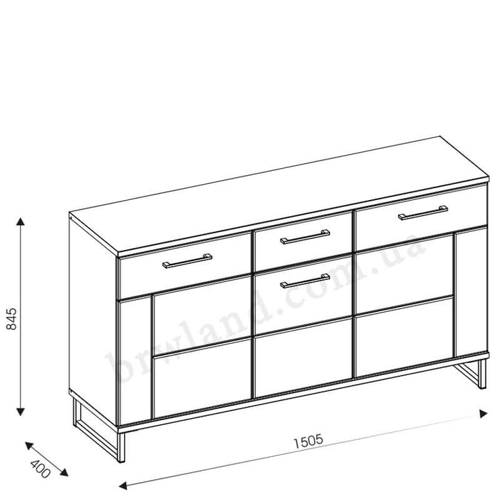 На фото схема із розмірами комода IVO LIVEO IV3
