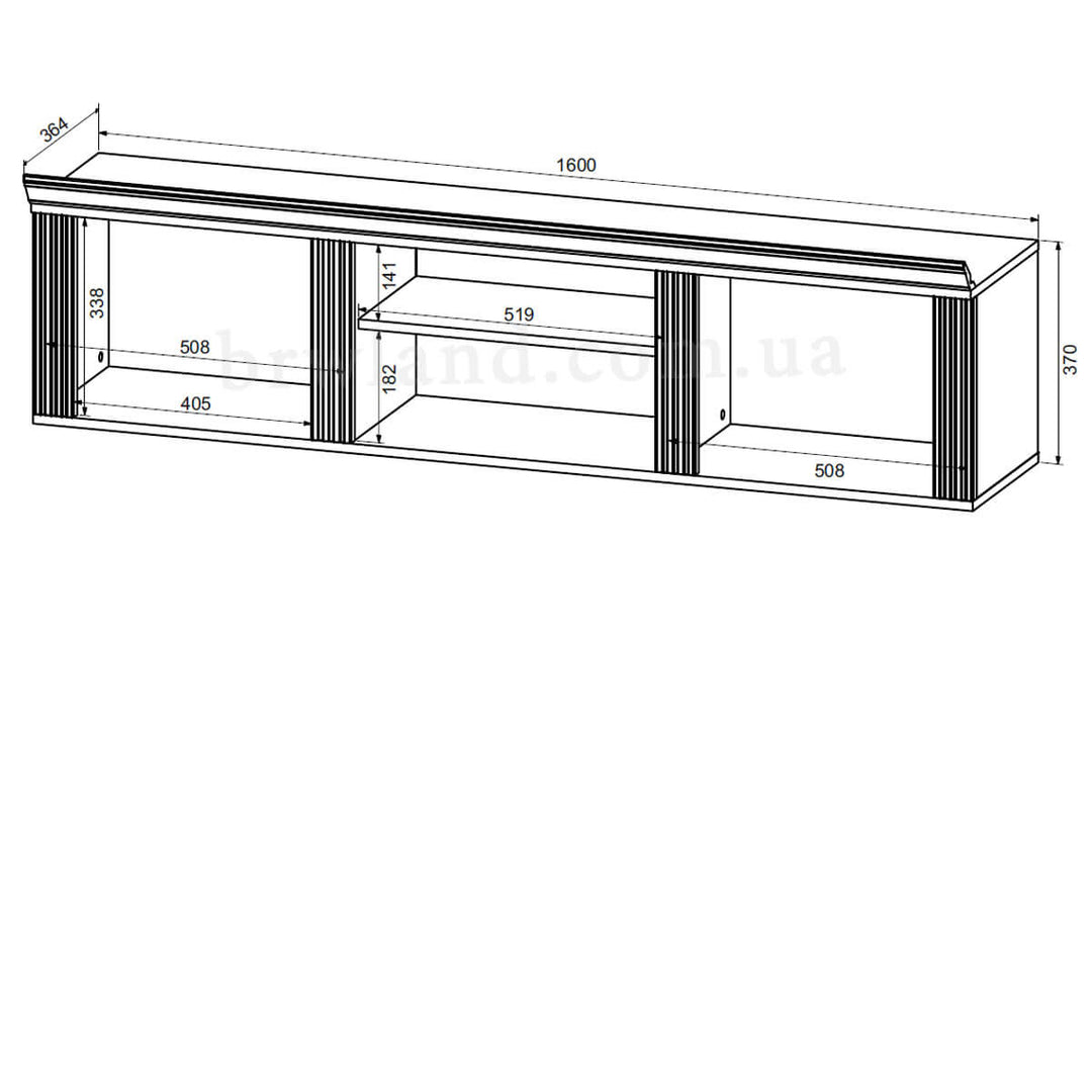 Фото схеми з розмірами полиці КАНДІ БРВ SFW