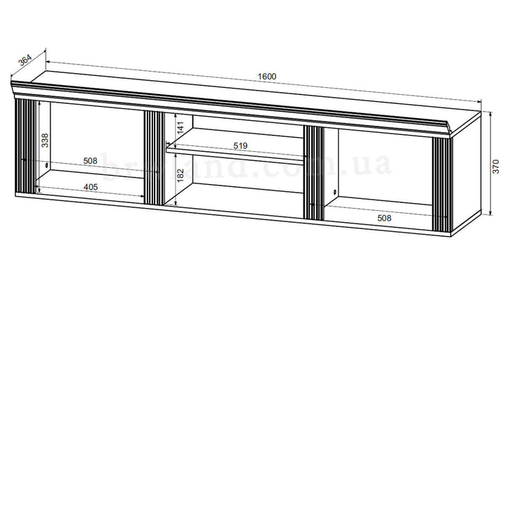 Фото схеми з розмірами полиці КАНДІ БРВ SFW