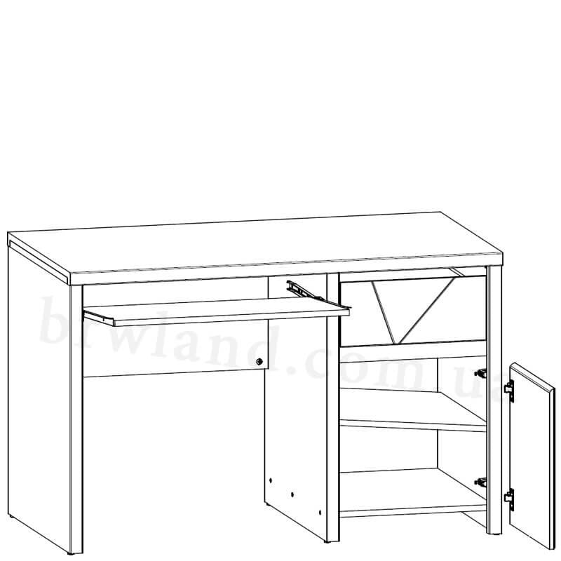Фото схеми наповнення письмового столу КАСПIАН білий сніг БРВ BIU1D1S