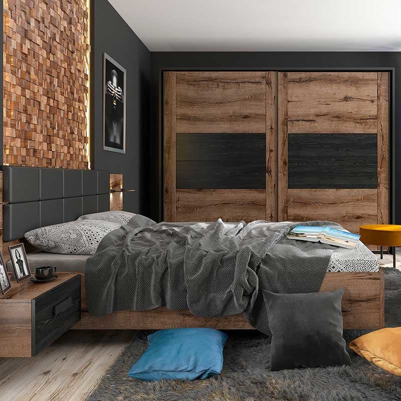 Кровать с тумбами KASSEL BRW LOZ/180/A (каркас) – BRWLAND.COM.UA
