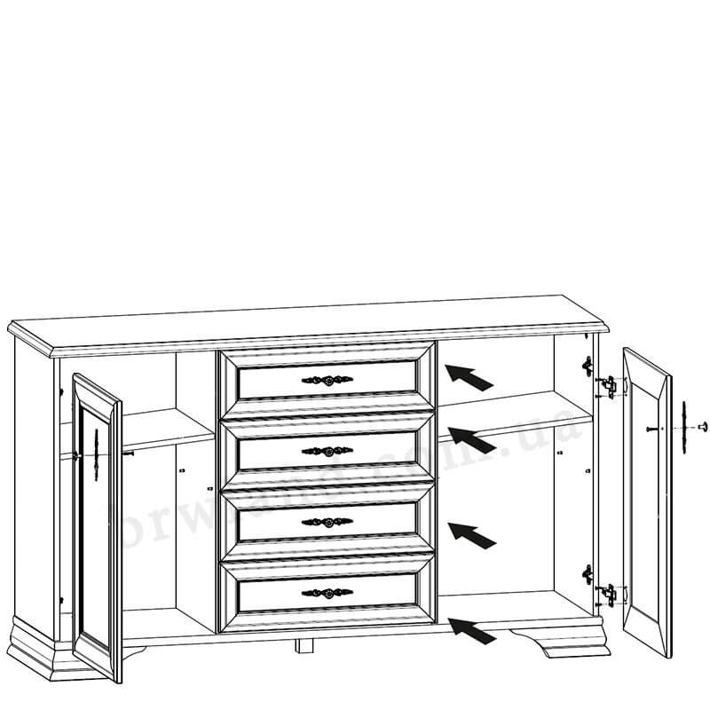 Фото схеми наповнення комоду КЕНТУКІ KOM2D4S БРВ