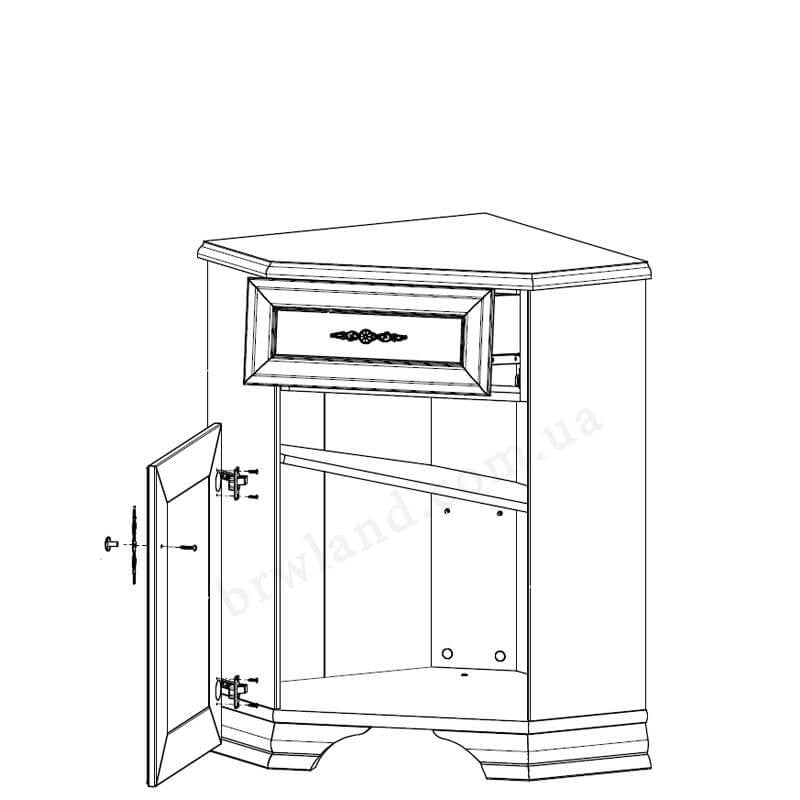 Фото схеми наповнення кутової тумби КЕНТУКІ KOMN1D1S/L БРВ