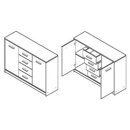 Фото комоду KOM2D4S НЕПО ГЕРБОР дводверного з чотирма шухлядами