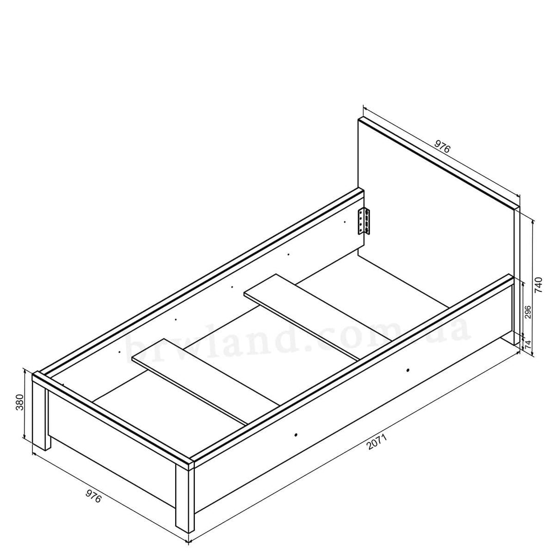 Фото схеми з розмірами ліжка КРІСТІНА БРВ LOZ/90