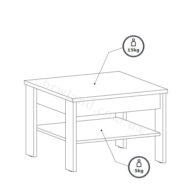 На фото схема журнального столика KUBO LIVEO KB12