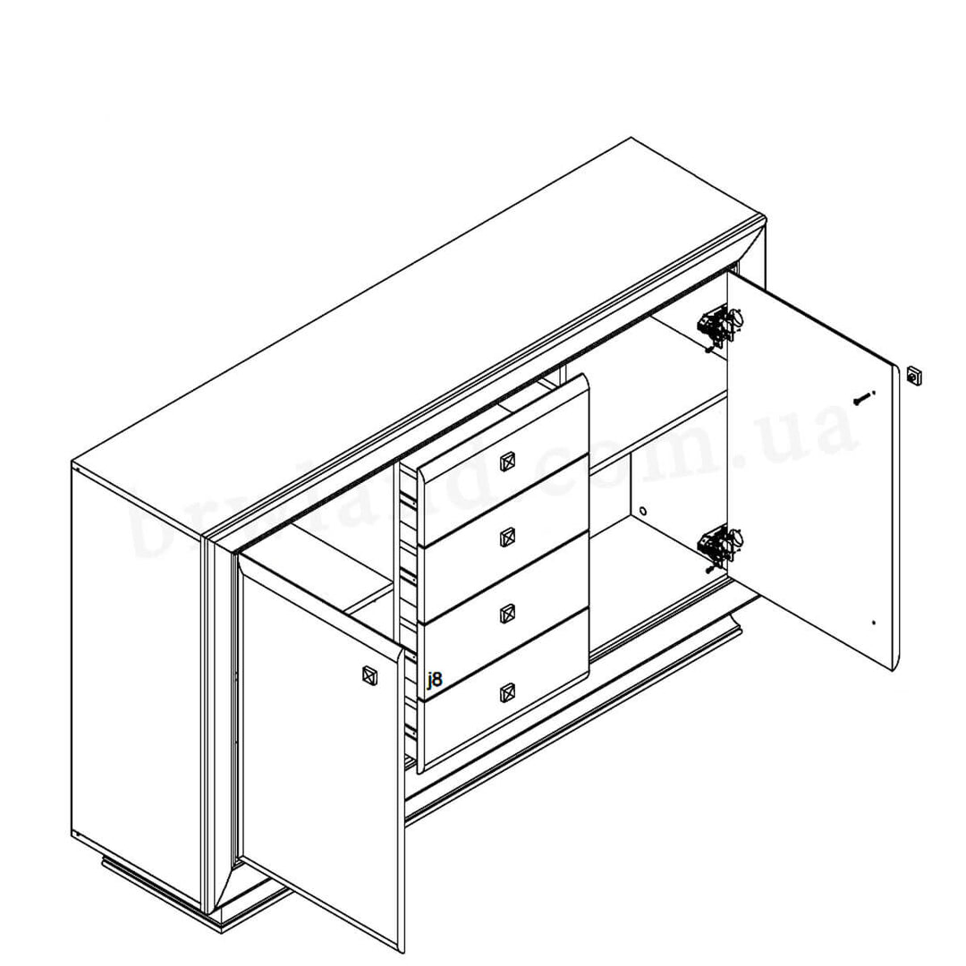 Фото схеми наповнення комода ЛАРГО КЛАСІК БРВ KOM2D4S