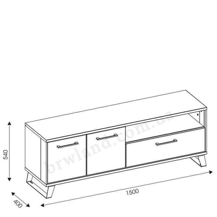 На фото схема з розмірами тумби ТВ LOFT LIVEO LT1