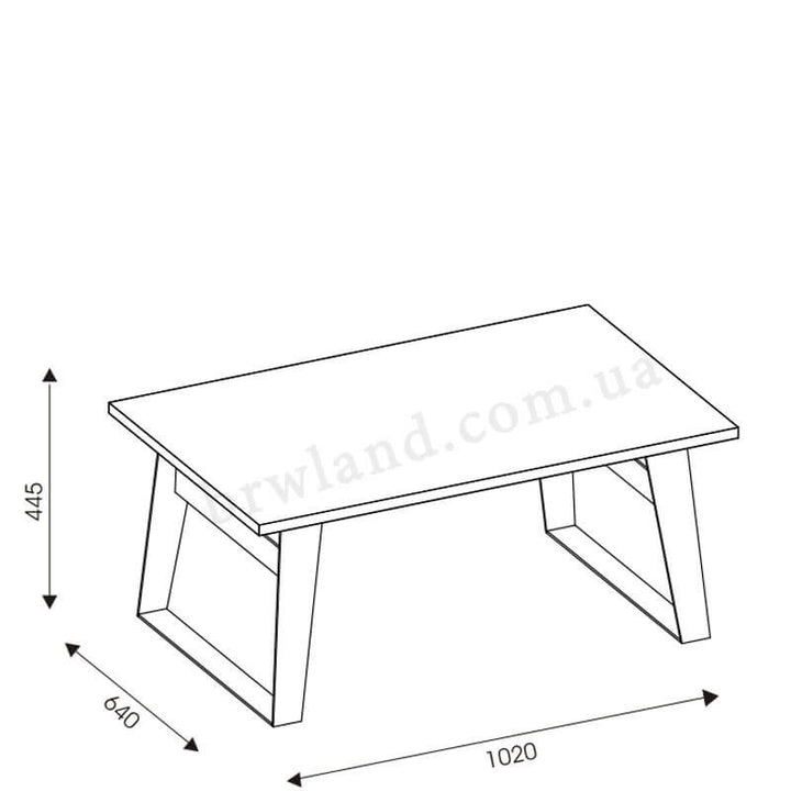 На фото схема із розмірами журнального столика LOFT LIVEO LT15