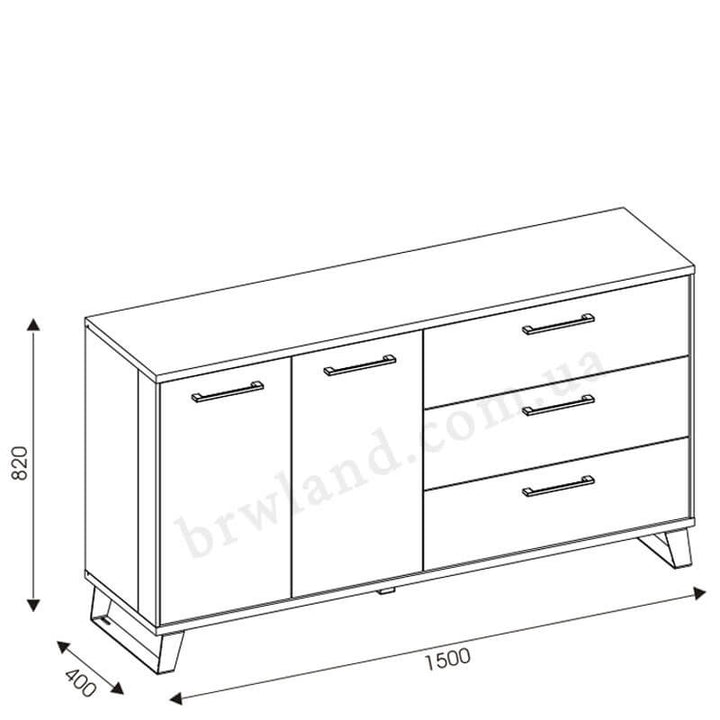 На фото схема із розмірами комода LOFT LIVEO LT3