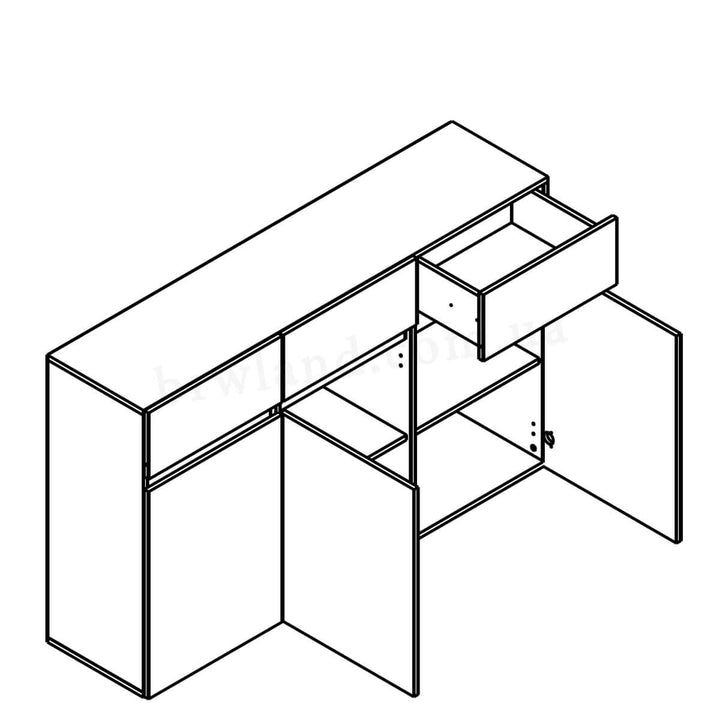 Фото схеми наповнення комода ЛОНДОН ГЕРБОР KOM3D3S з лівостороннім відчиненням середніх дверей