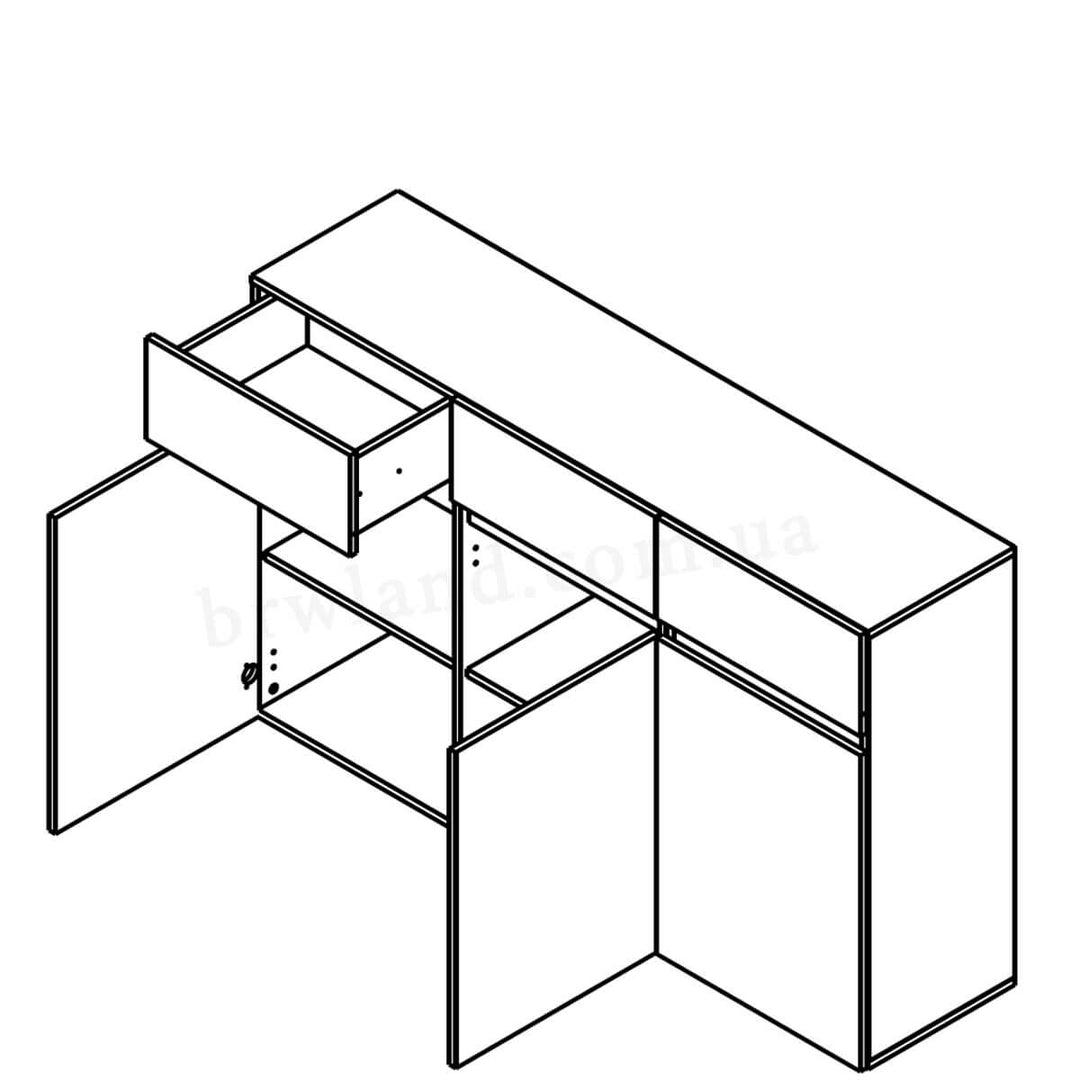 Фото схеми наповнення комода ЛОНДОН ГЕРБОР KOM3D3S з правостороннім відчиненням середніх дверей