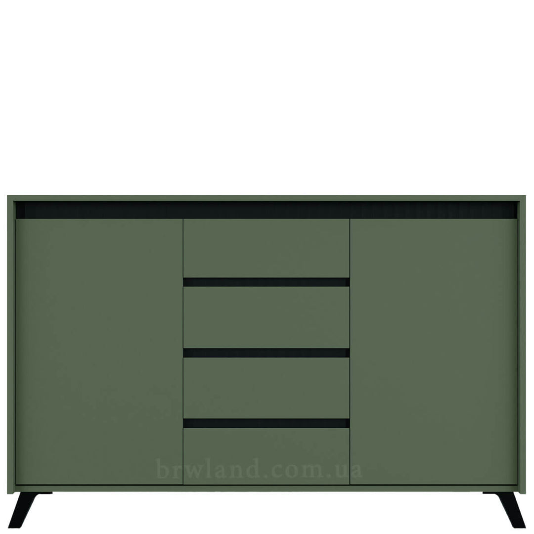 Фото комоду ЛАУНДЖ БРВ KOM2D4S зелений димчастий / чорний