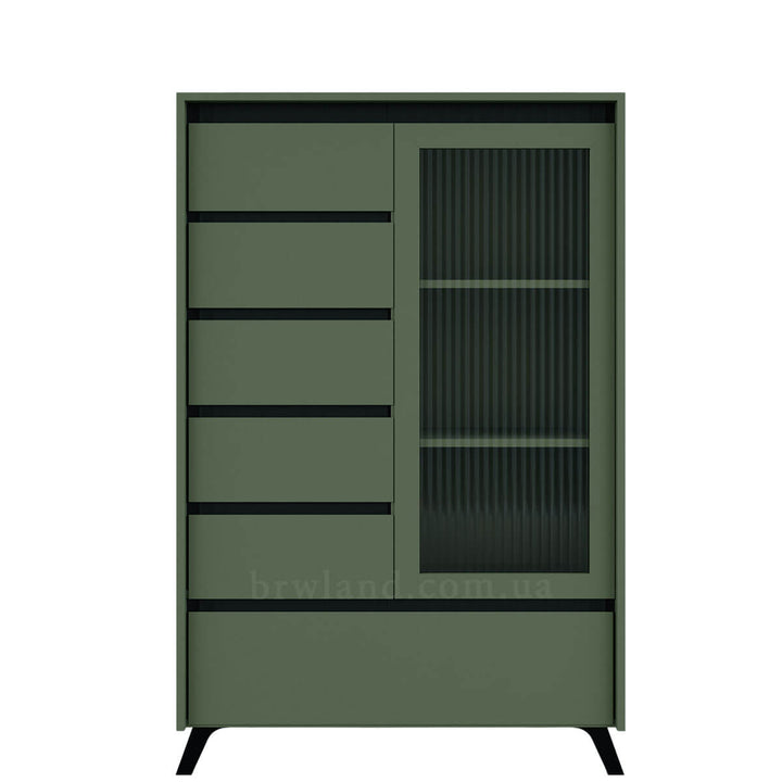 Фото вітрини ЛАУНДЖ БРВ REG1W5S1K зелений димчастий / чорний