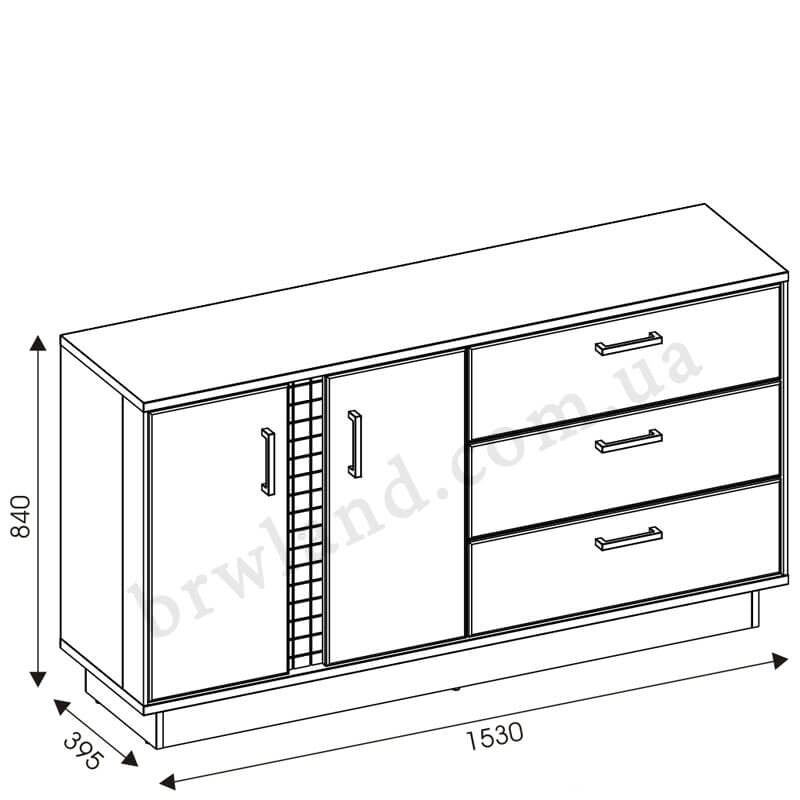 На фото схема із розмірами комода MARCO LIVEO MR3