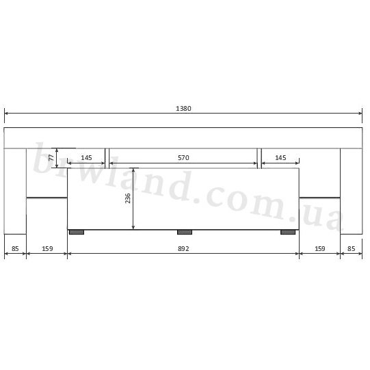 Фото схеми з розмірами тумби під телевізор 138 TORO CAMA