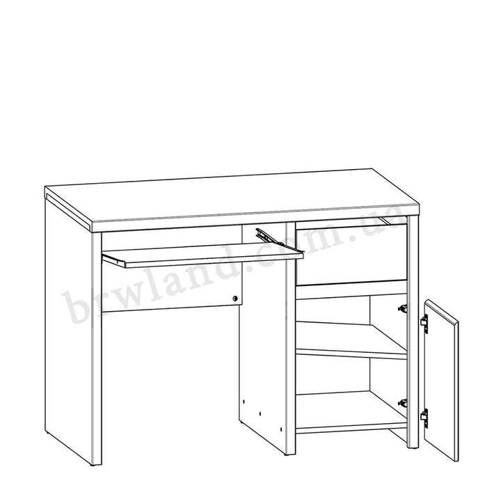 На фото схема наповнення письмового столу BIU1D1S КАСПІАН БРВ мілано (венге)