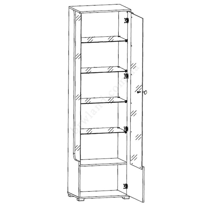 Фото схеми наповнення високої  вітрини стінки СІЄНА БРВ з підсвіткою