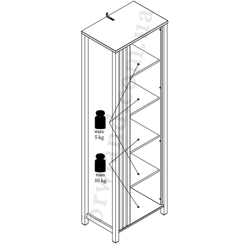 На фото схема з навантаженнями стелажу HELIX MEBELBOS