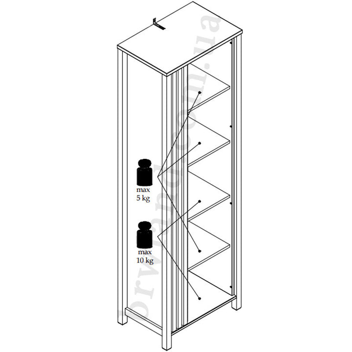 На фото схема з навантаженнями стелажу HELIX MEBELBOS