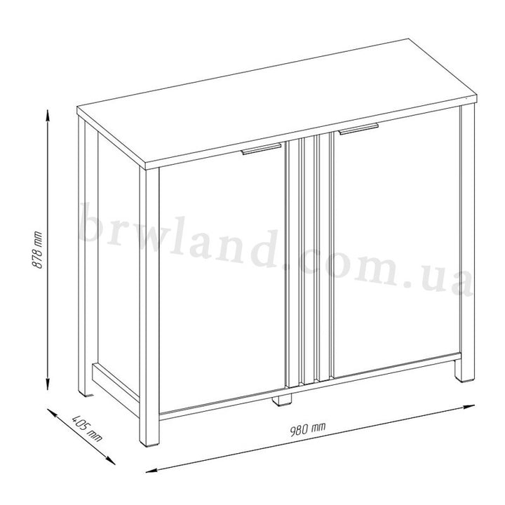 На фото схема з розмірами тумби HELIX MEBELBOS 2D/100