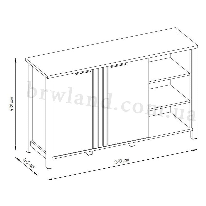 На фото схема з розмірами тумби HELIX MEBELBOS 2D/140